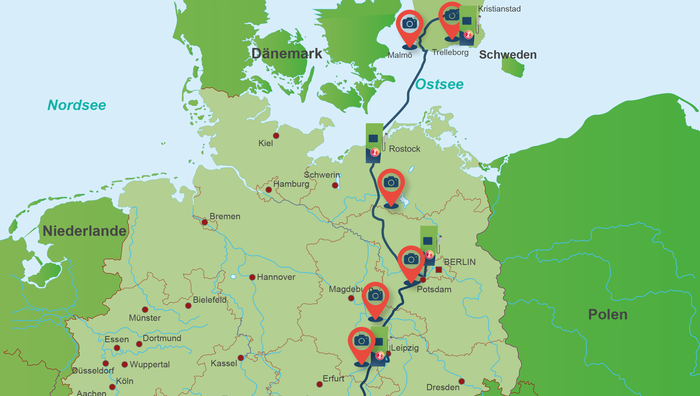 Deutschlandkarte, Ladepunkte, Pfalzwerke, Elektromobilität