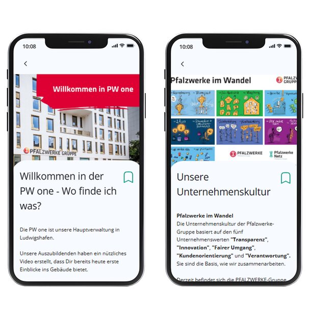 Onboarding- App auf zwei Smartphones