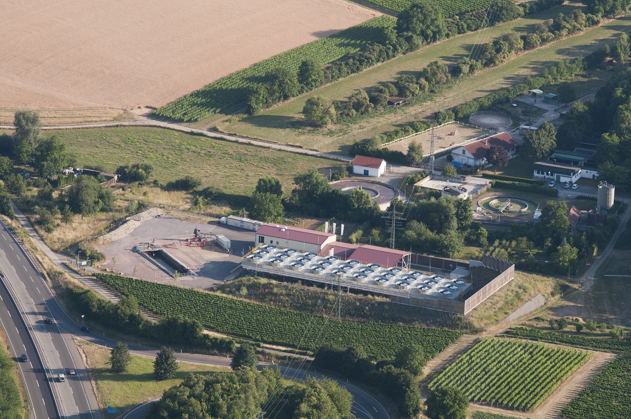Vogelperspektive Geothermiekraftwerk Insheim