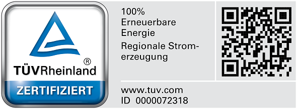 Zertifikat TÜV-Rheinland TÜV zertifizierter Ökostrom