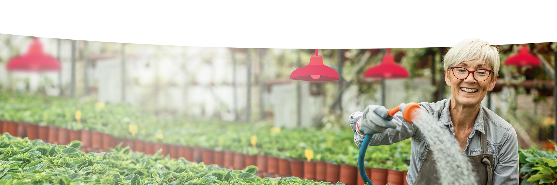 Frau beim Gießen von Pflanzen