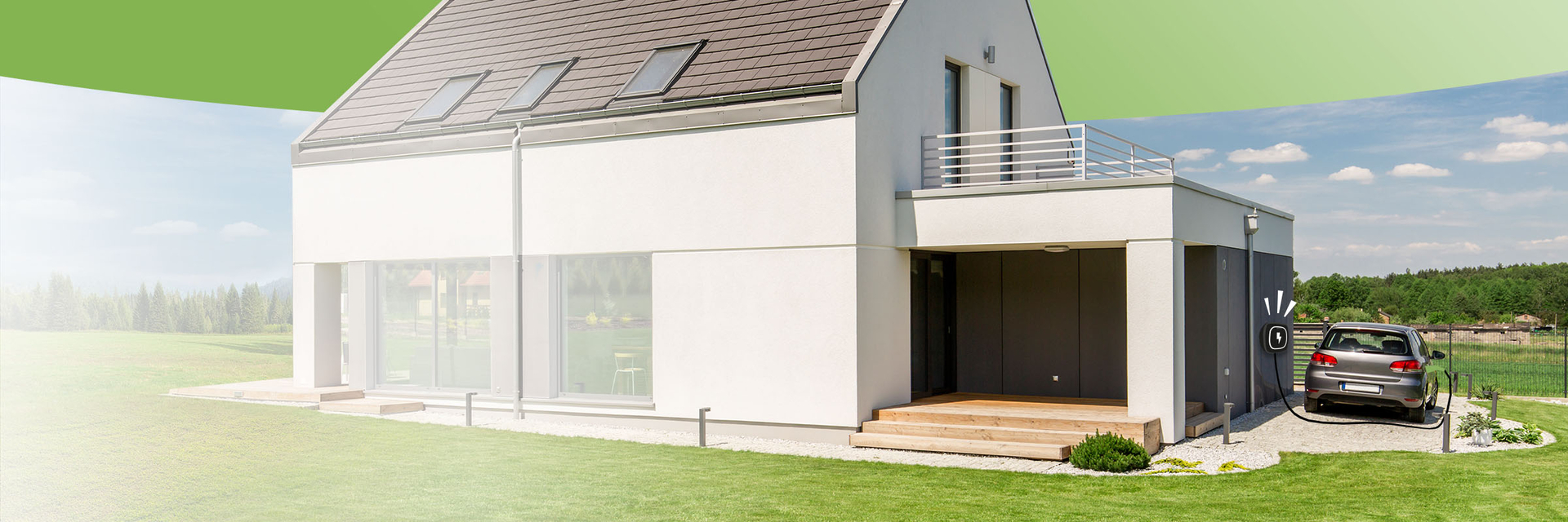 Header Haus mit e-Ladesäule