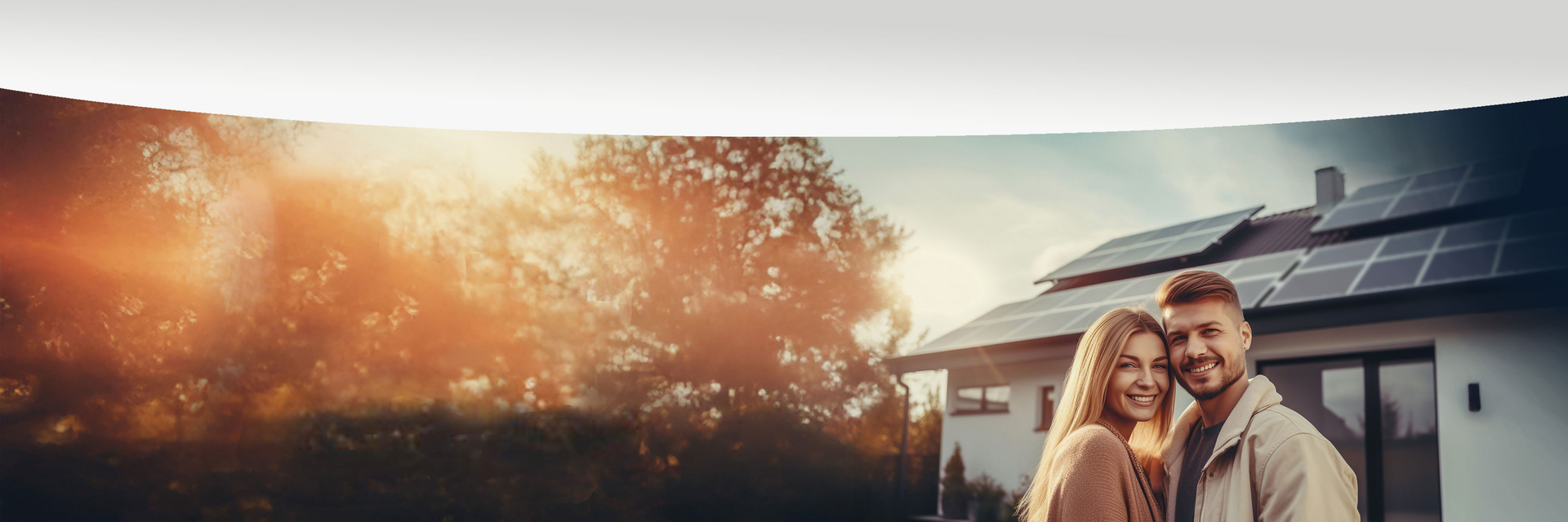 Junges Paar freut sich über ihre Solaranlage | © Bildnachweis: Adobe Stock/Giordano Aita, KI-erweitert 