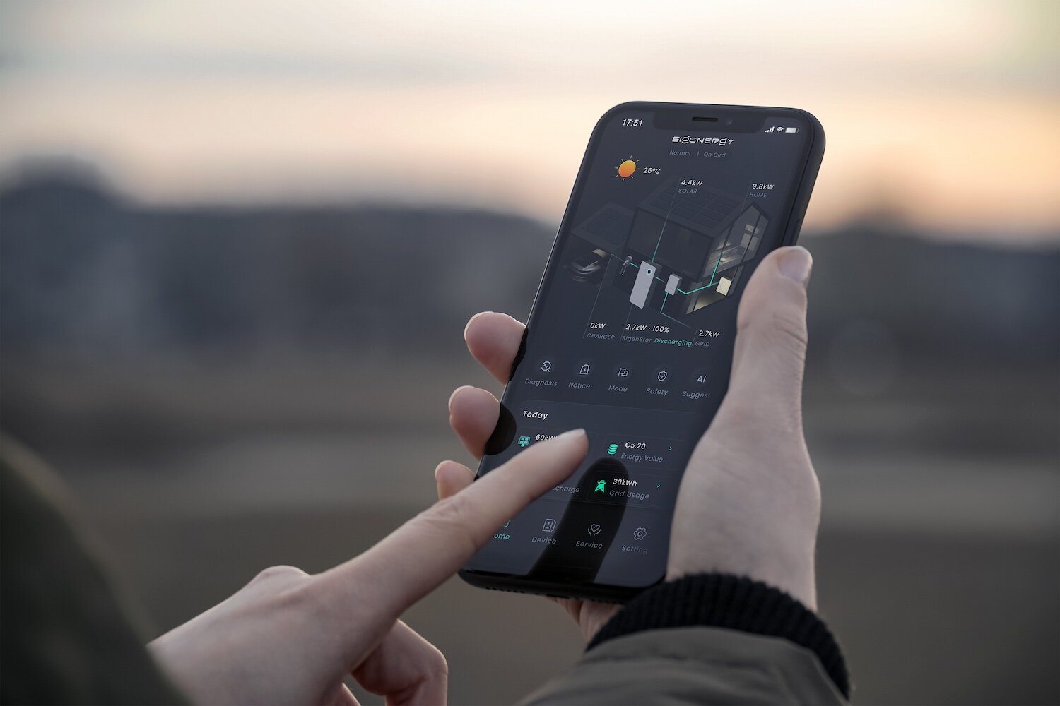 Pfalzwerke-App, die auf dem mobilen Endgerät aufgerufen ist