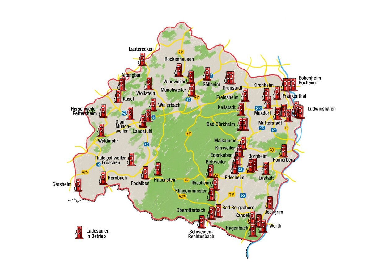 Elektroladesäulen, Ladenetzwerk, Ladeinfrastruktur, Elektromobilität | © Pfalzwerke