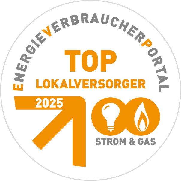 Das Bild zeigt das Siegel Top Lokalversorger 2025 | © energieverbraucherportal.de